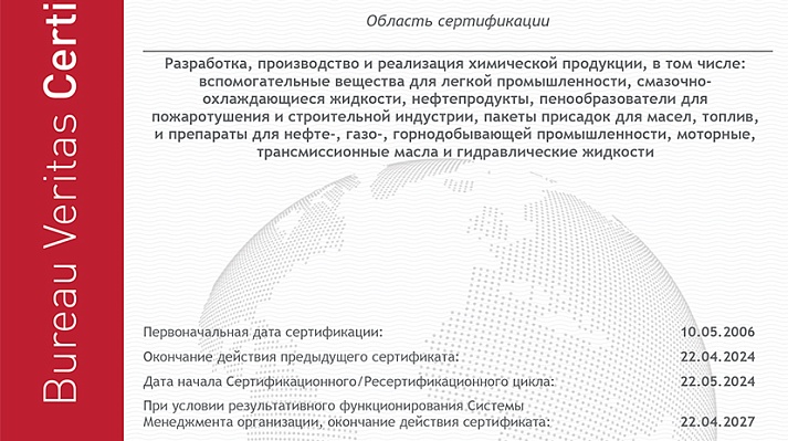 Надзорный аудит системы менеджмента качества АО "ИВХИМПРОМ"